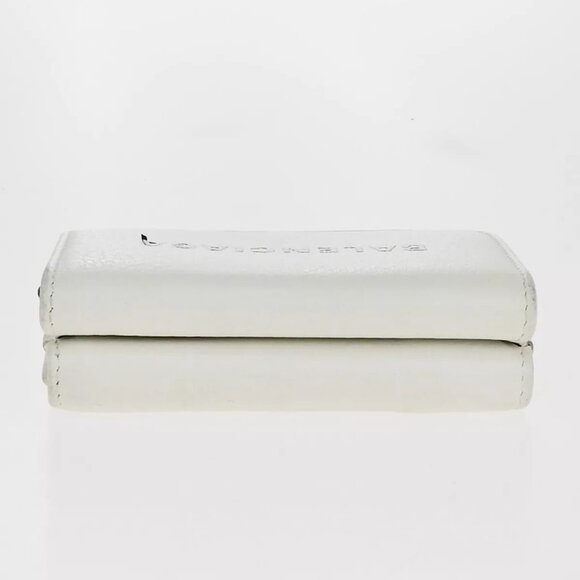 BALENCIAGA Logo Everyday Mini Trifold Compact Wallet Leather White Italy - Picture 11 of 16